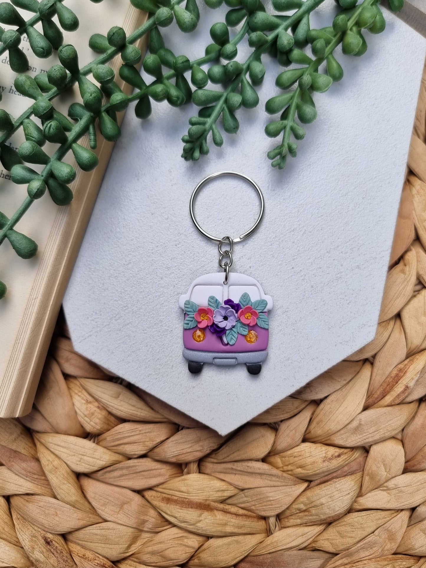 Floral Minibus Keychain