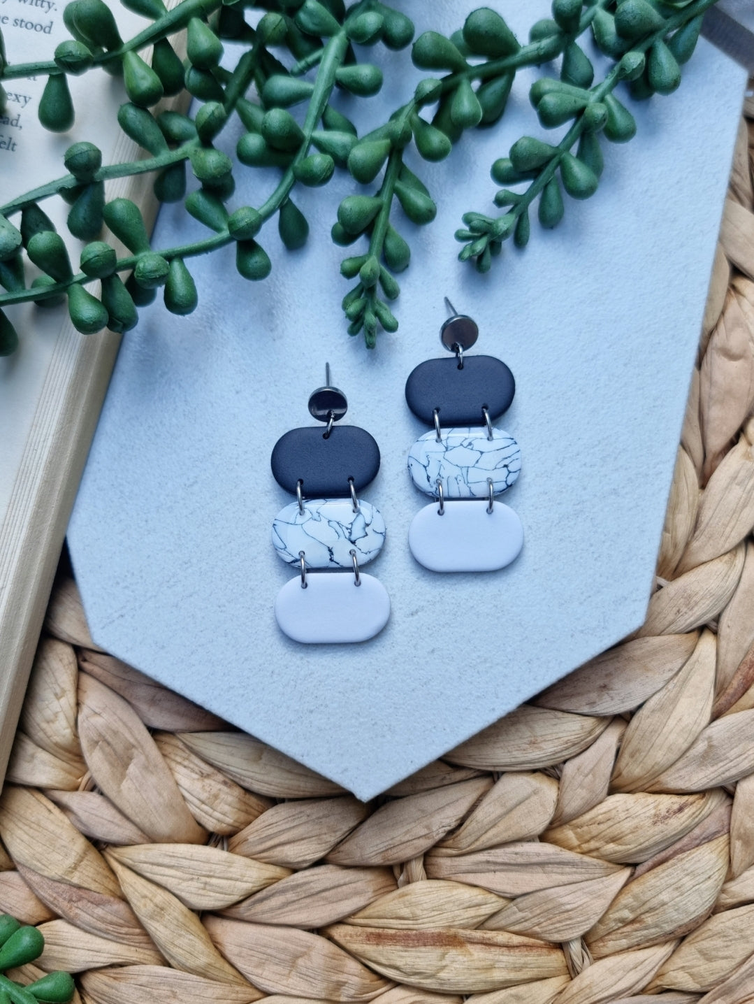 Black & White Marble Dangle