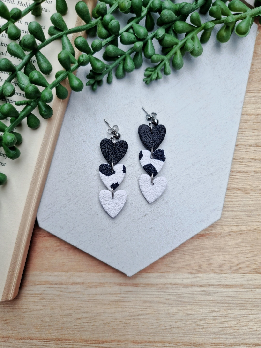 Cow Print Heart Dangle