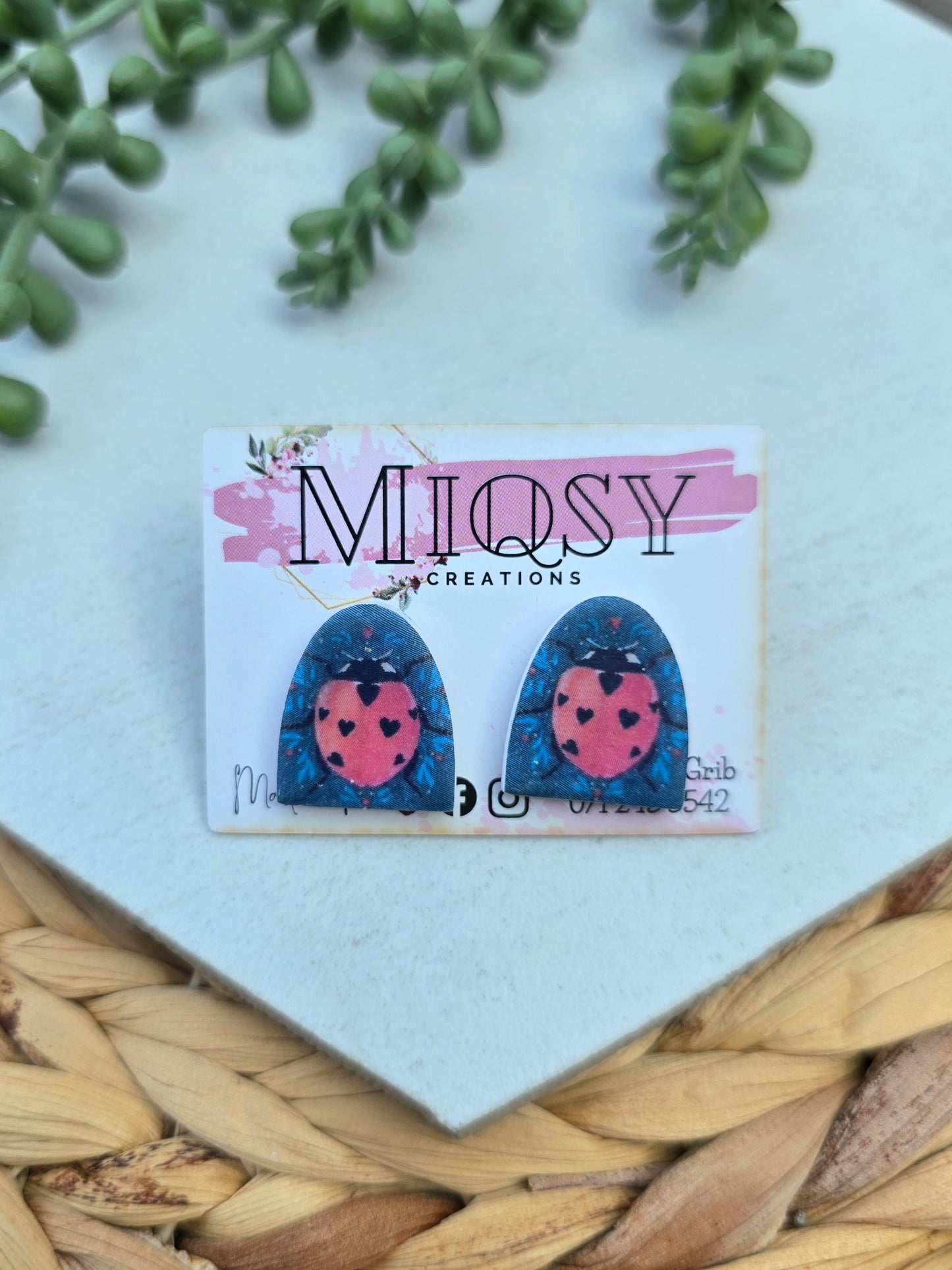 Printed Ladybird Studs