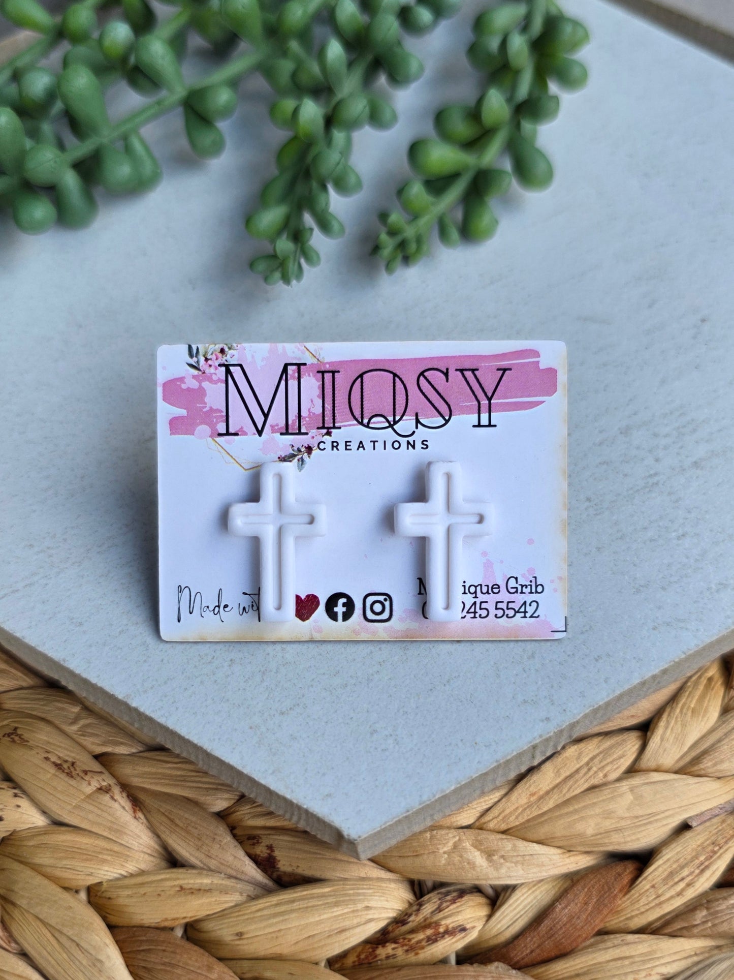 White Cross Studs