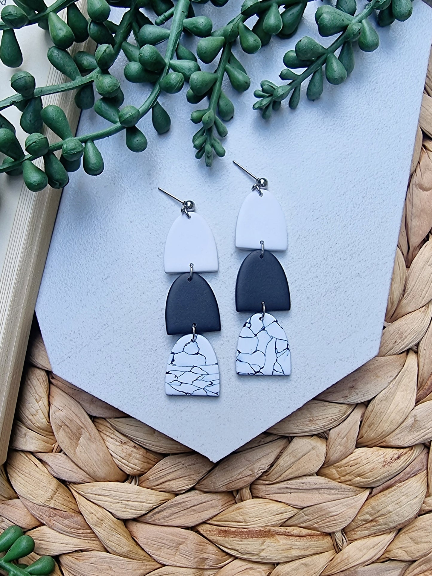 Black & White Marble Dangle