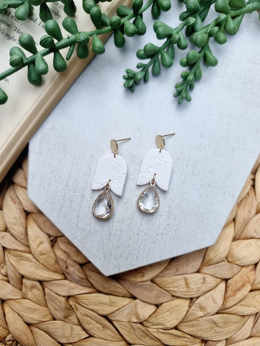 Floral Print & Crystal Teardrop
