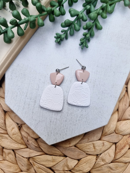 White & Nude Textured Dangle