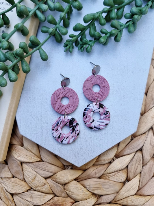 Dusty Pink Marble Dangles