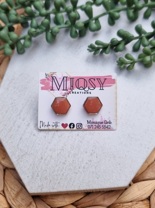 Cinnamon Hexagon Studs