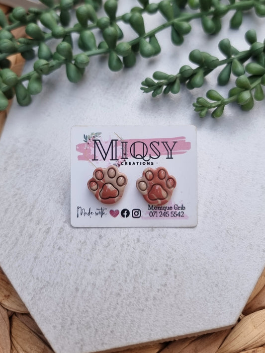 Puppy Paw Print Studs
