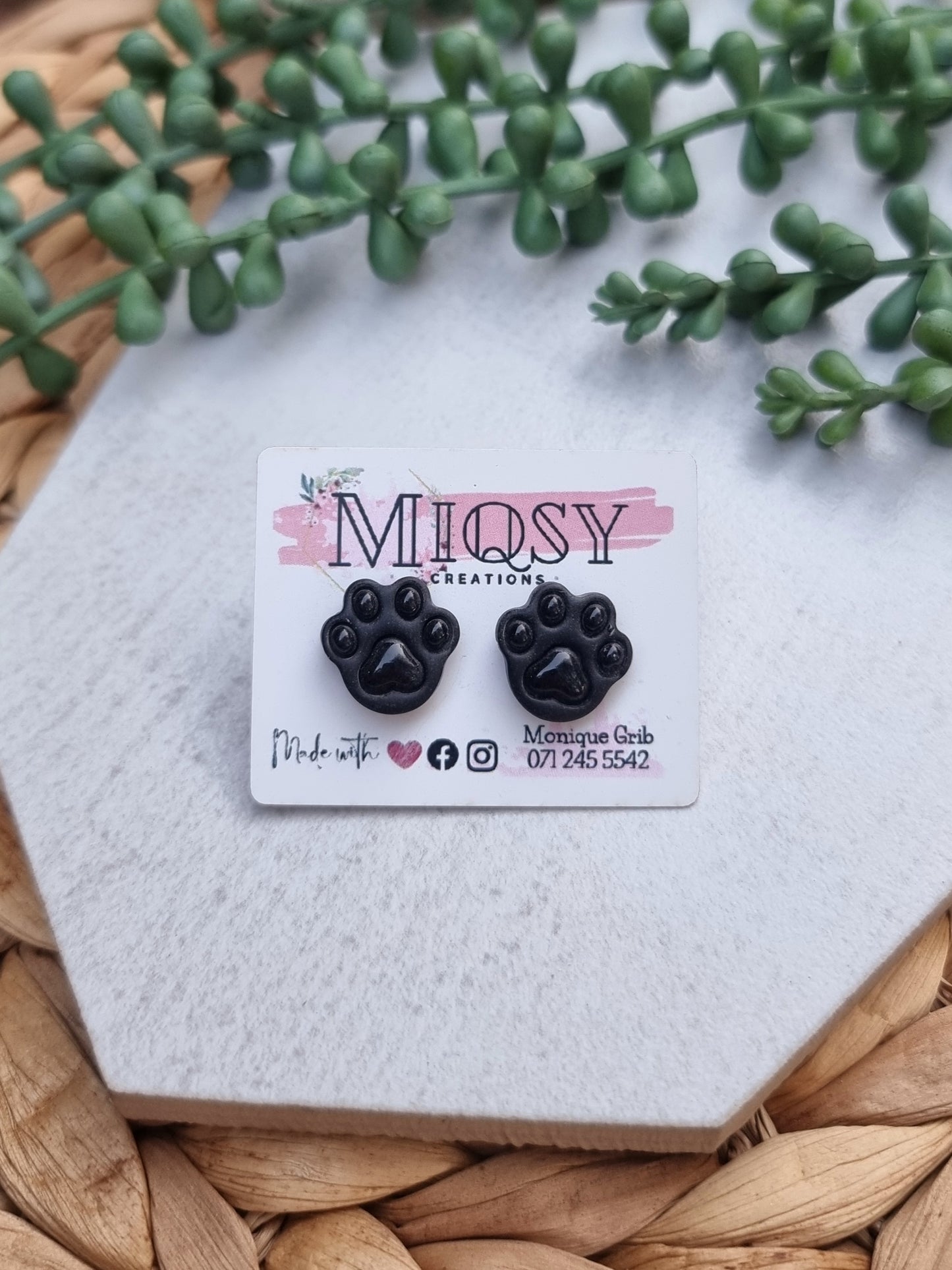 Puppy Paw Print Studs
