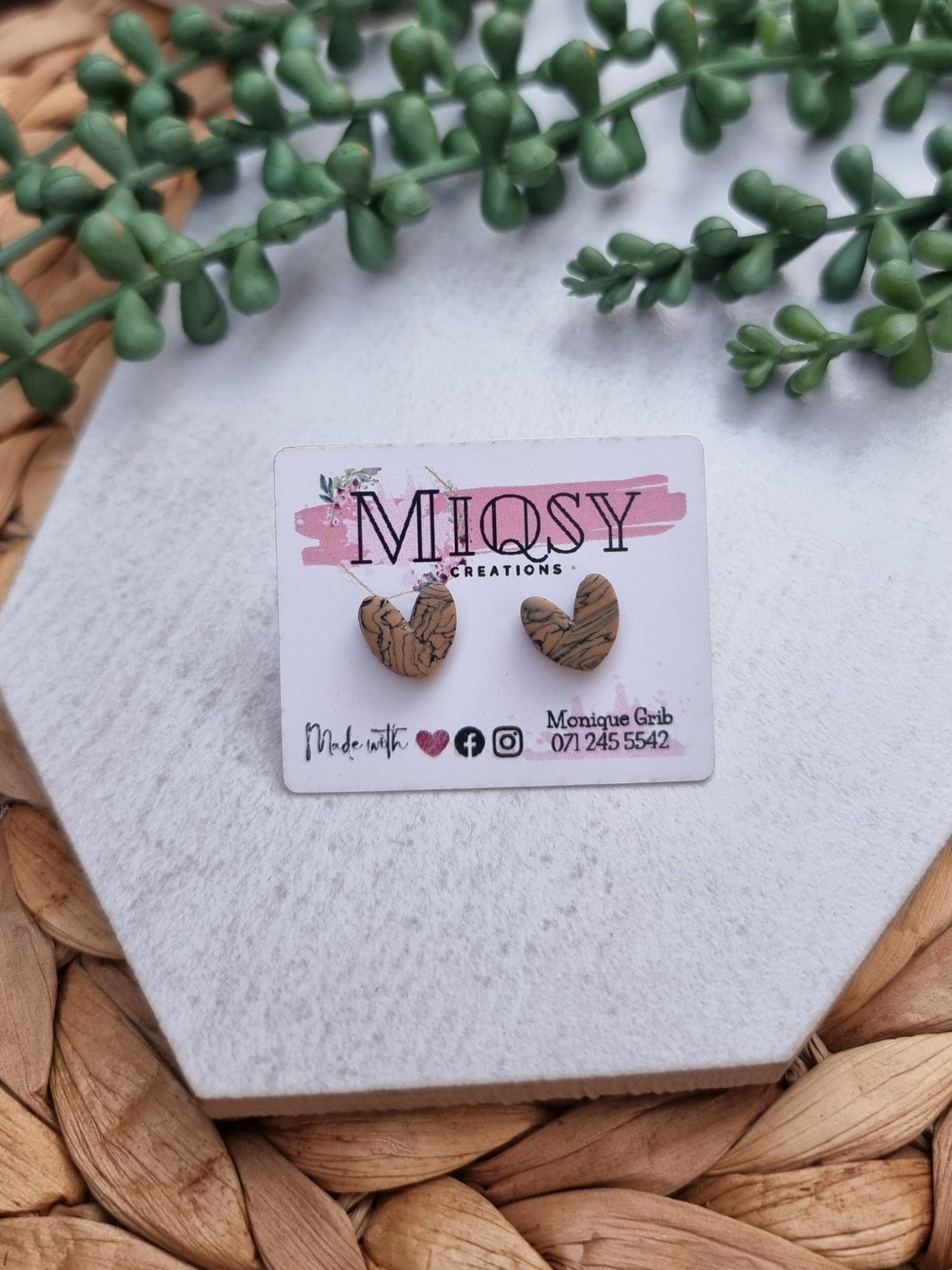 Latte Marble Studs