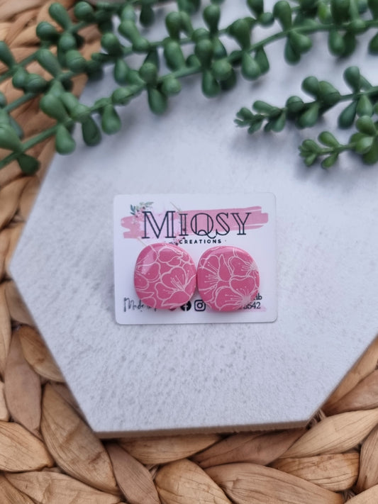 Large Printed Floral Studs