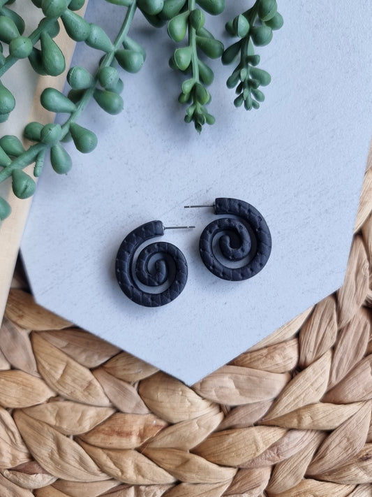 Black Curly Hoops