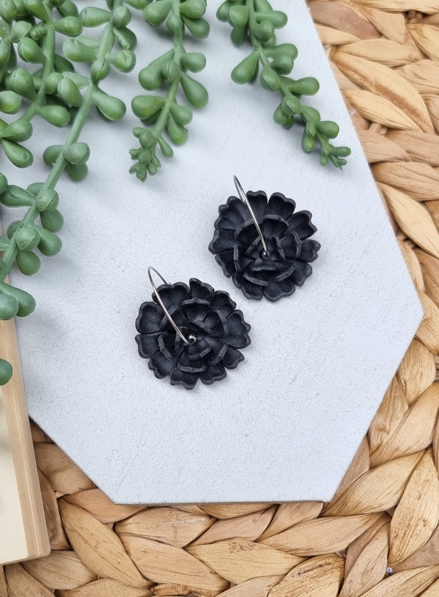 Black Flower Hoop
