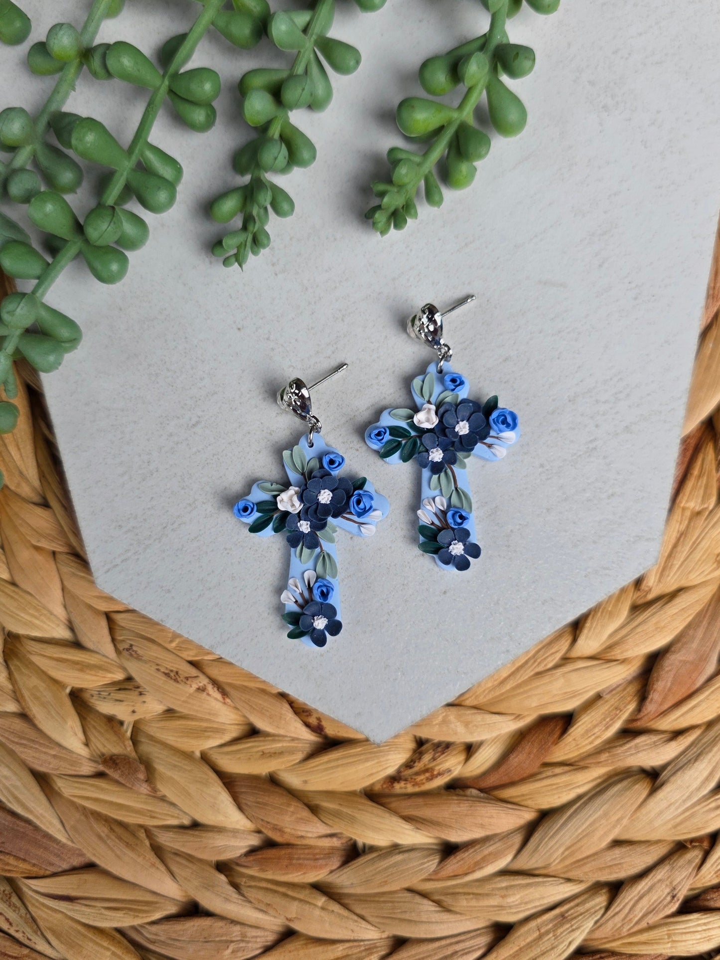 Blue Floral Cross