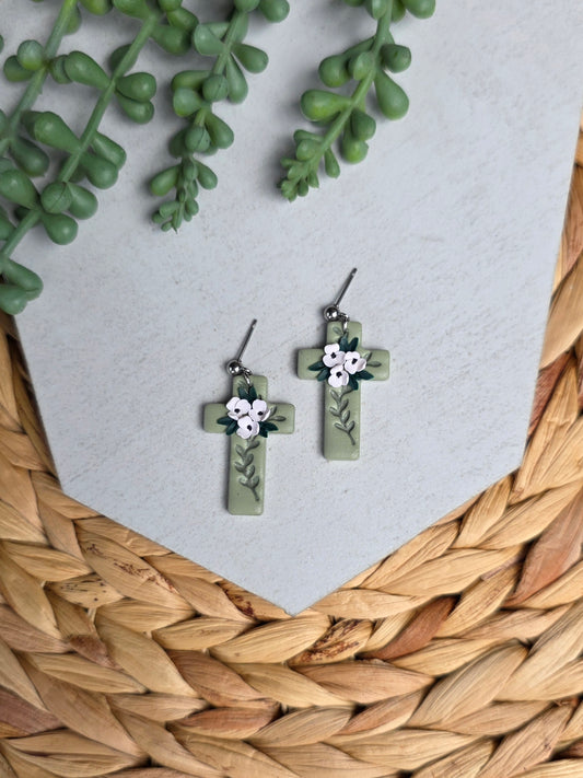 Green Floral Cross