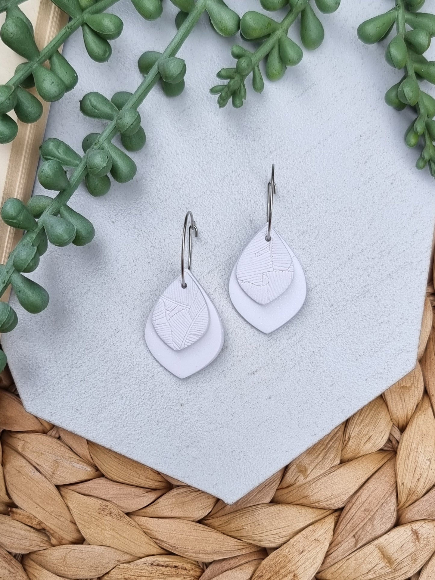 White Teardrop Hoops