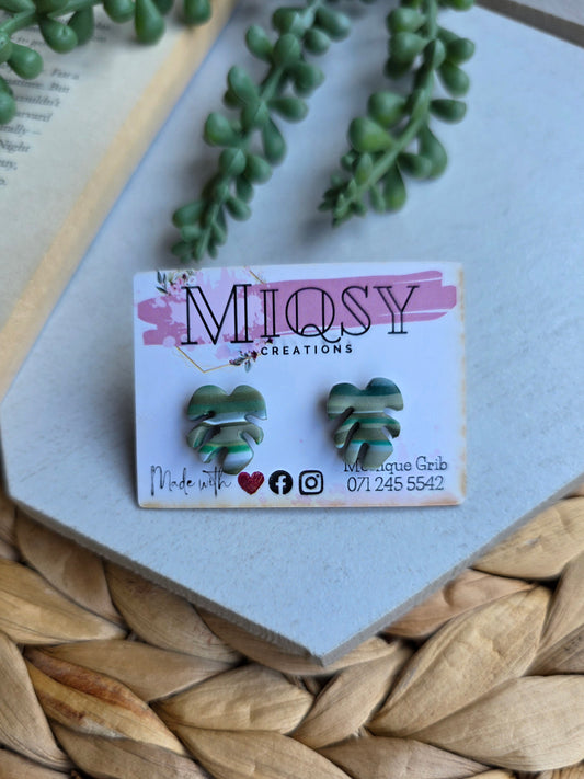 Striped Monstera Studs