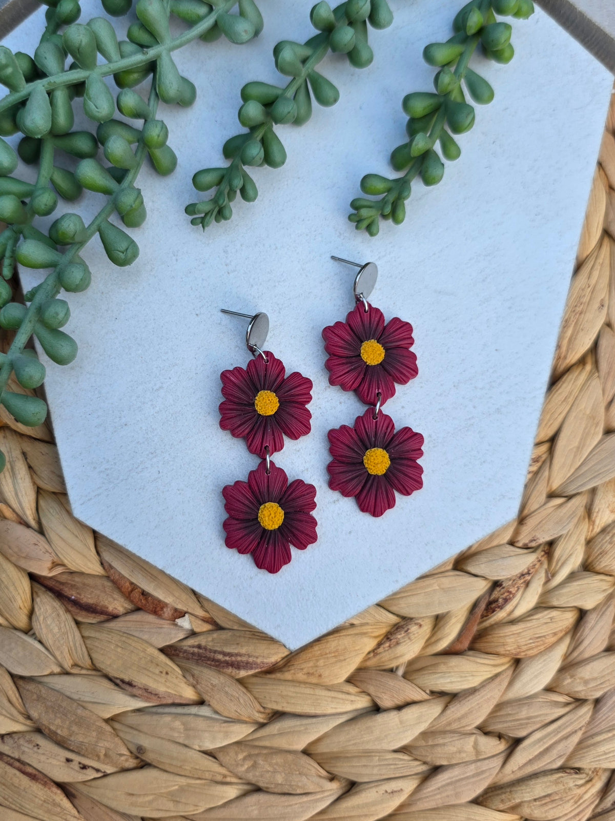 Burgundy Floral Dangle