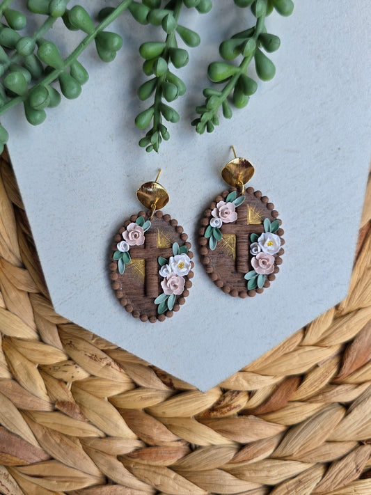 Beaded Wood Frame Cross