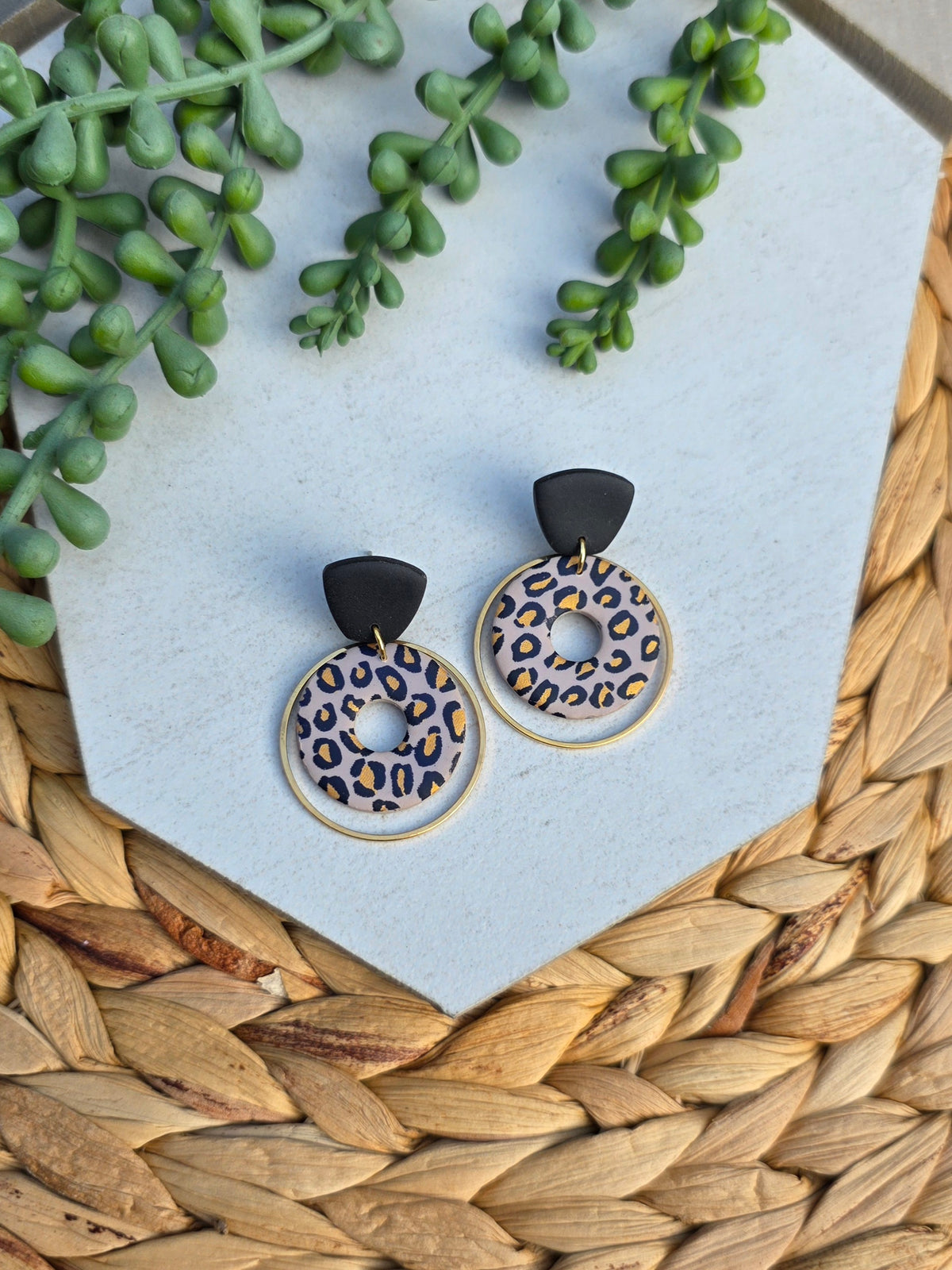 Gold Leopard Hoops
